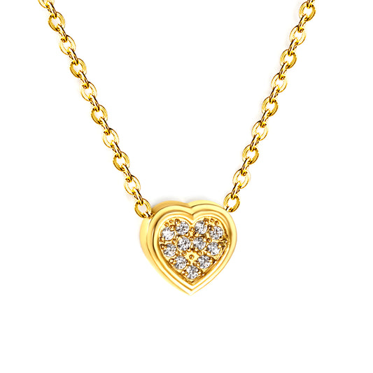 Wholesale 18K Gold Plated Heart Diamond Pendant Necklace Full Setting Festival Celebration