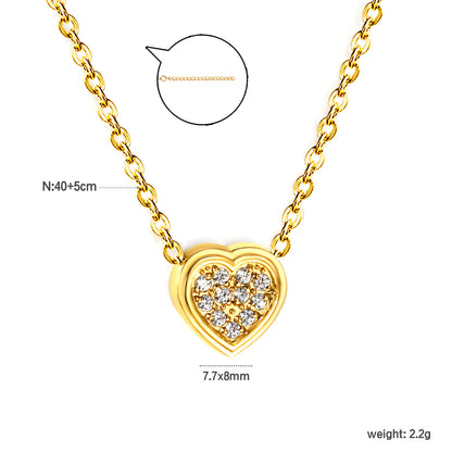 Wholesale 18K Gold Plated Heart Diamond Pendant Necklace Full Setting Festival Celebration