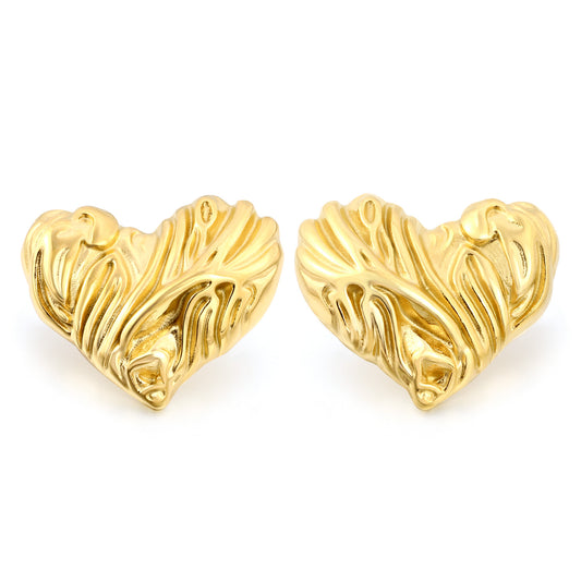 Wholesale Stainless Steel Textured Heart Earrings