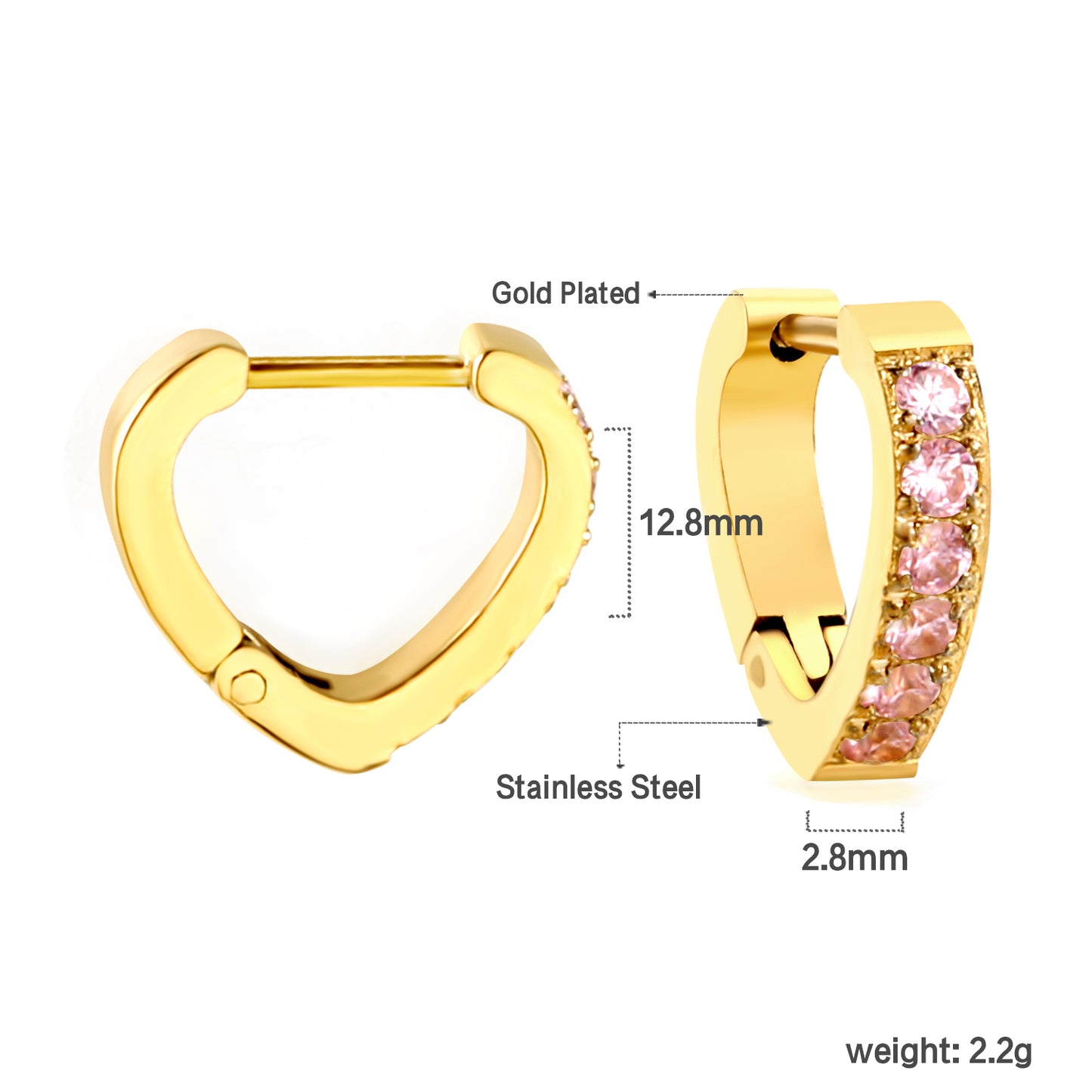 Wholesale Gold Hoop Earrings Embellished with Pink Gemstones for Fashion Distributors