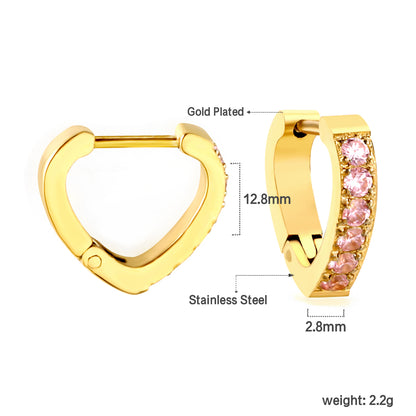 Wholesale Gold Hoop Earrings Embellished with Pink Gemstones for Fashion Distributors