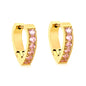 Wholesale Gold Hoop Earrings Embellished with Pink Gemstones for Fashion Distributors