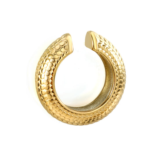 Wholesale Stainless Steel C-Shape Snakeskin Fruit Pattern Earrings