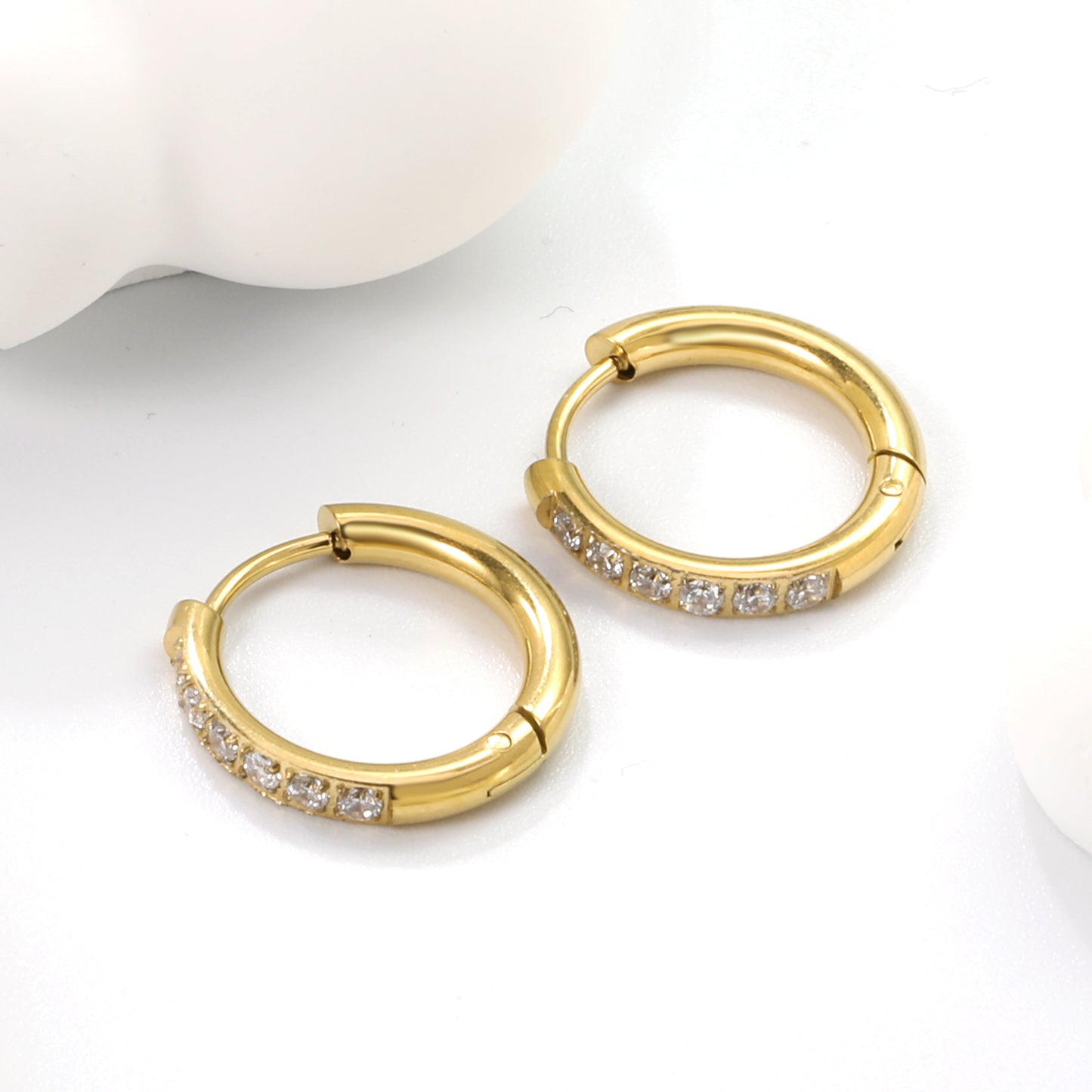 Wholesale 18K Gold Multi - Stone Hoop Earrings Bulk