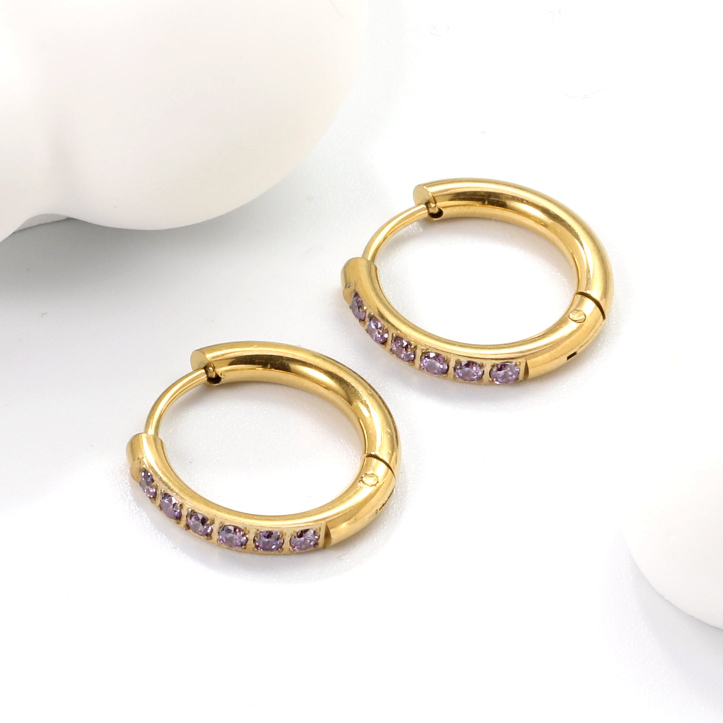 Wholesale 18K Gold Multi - Stone Hoop Earrings Bulk