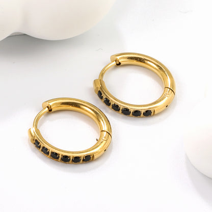 Wholesale 18K Gold Multi - Stone Hoop Earrings Bulk