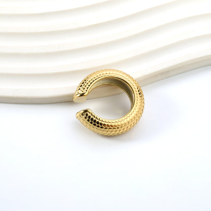 Wholesale Stainless Steel C-Shape Snakeskin Fruit Pattern Earrings