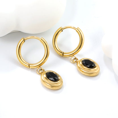 Wholesale Elegant Multicolored Gemstone Embellished Gold Hoop Earrings