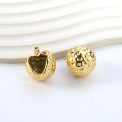Wholesale Stainless Steel Open Round Ball Hammered Earrings Unique Look