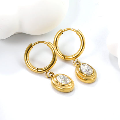 Wholesale Elegant Multicolored Gemstone Embellished Gold Hoop Earrings