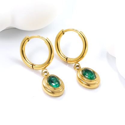 Wholesale Elegant Multicolored Gemstone Embellished Gold Hoop Earrings