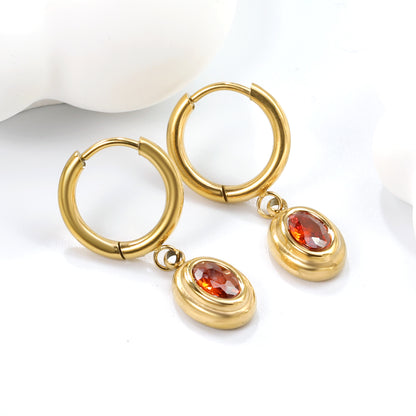Wholesale Elegant Multicolored Gemstone Embellished Gold Hoop Earrings