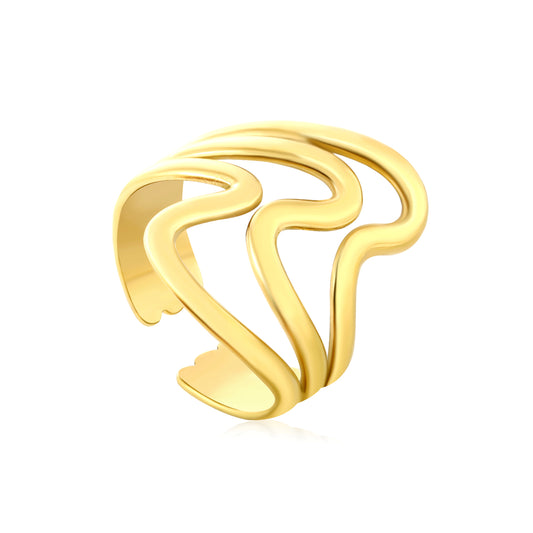 Minimalist Artistic Wave Ring Stainless Steel Non-Tarnish