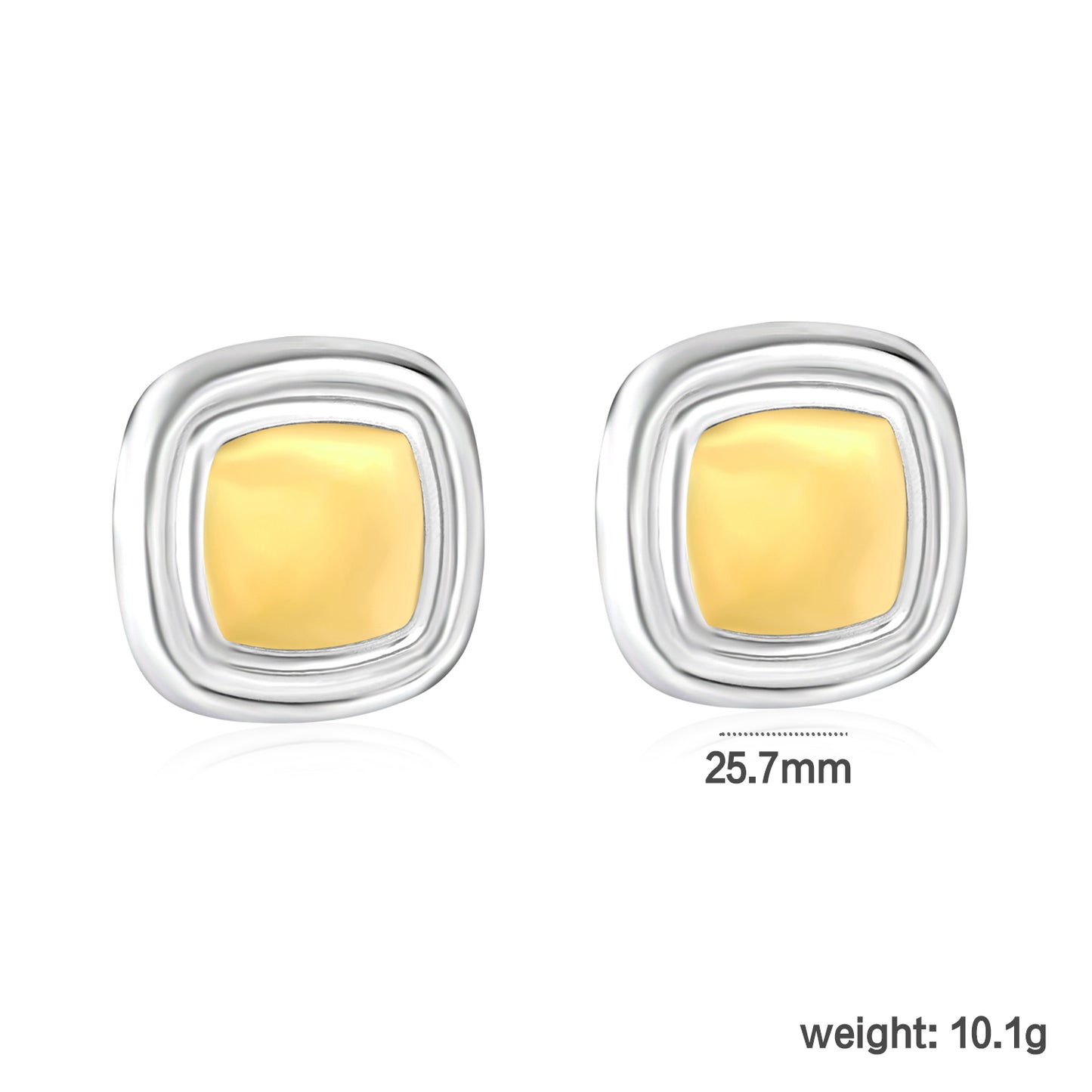 Wholesale Waterproof PVD Two-Tone Layered Square Stud Earrings