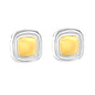 Wholesale Waterproof PVD Two-Tone Layered Square Stud Earrings