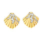 Wholesale Engraved Shell Earrings 18K Gold with Pearl - Jacey Jewelry