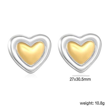 Wholesale Waterproof PVD Two-Tone Layered Heart Frame Studs