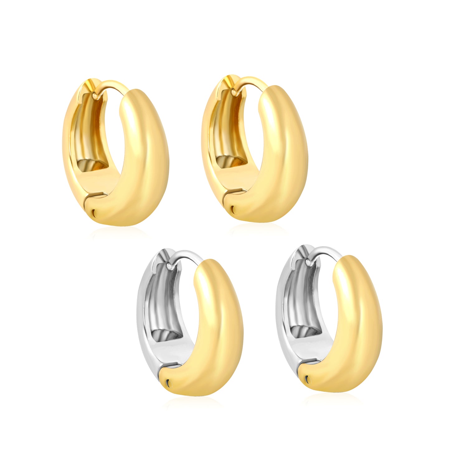 Wholesale Chunky Dome Hoop Earrings PVD Gold Two-Tone Minimalist Waterproof
