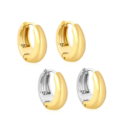 Wholesale Chunky Dome Hoop Earrings PVD Gold Two-Tone Minimalist Waterproof