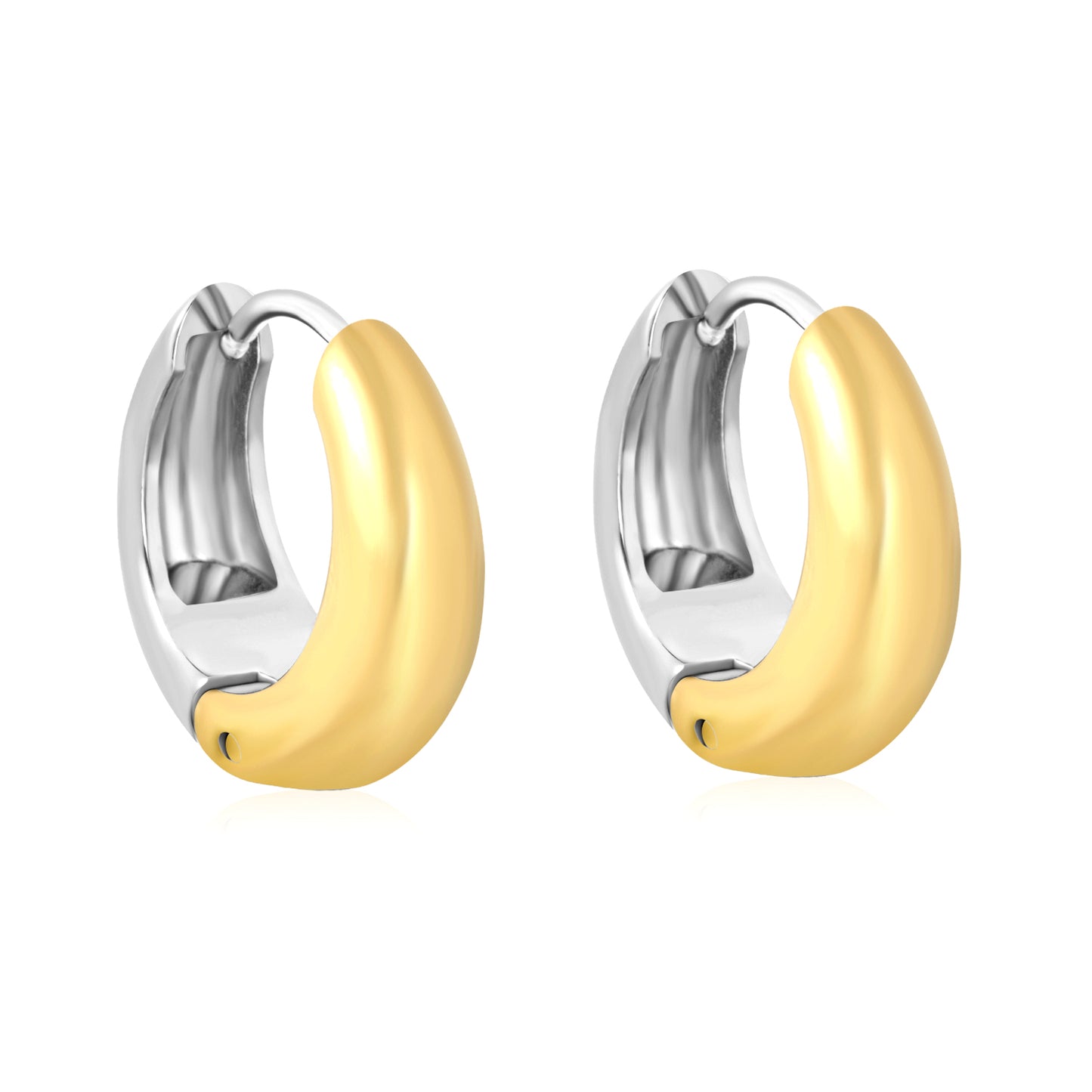 Wholesale Chunky Dome Hoop Earrings PVD Gold Two-Tone Minimalist Waterproof