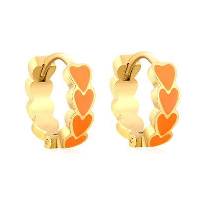 Bulk Dainty Enamel Heart Huggie Hoops PVD Gold Plated Waterproof Tarnish Free