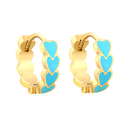 Bulk Dainty Enamel Heart Huggie Hoops PVD Gold Plated Waterproof Tarnish Free