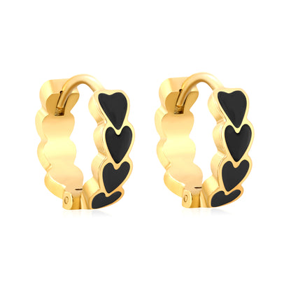 Bulk Dainty Enamel Heart Huggie Hoops PVD Gold Plated Waterproof Tarnish Free