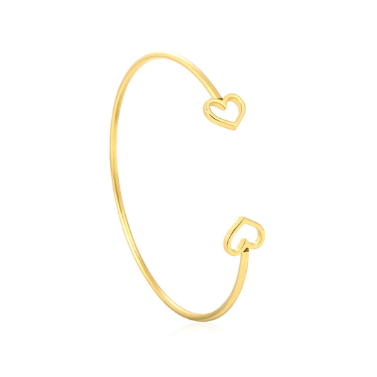 Wholesale Waterproof PVD Gold Hollow Heart Open Cuff Bracelet