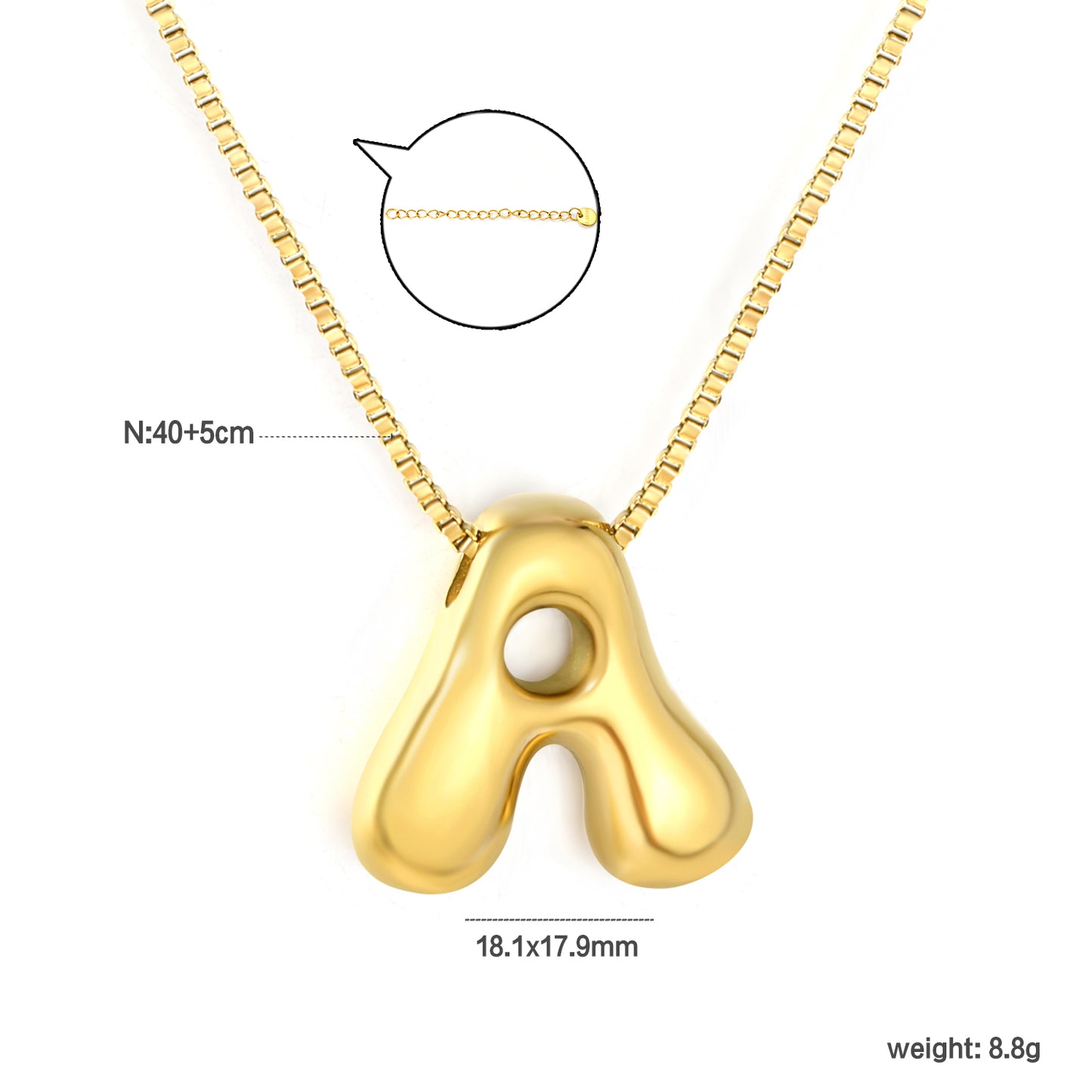 Wholesale Waterproof PVD 26 Initial Letter Necklace Series (Pearl/Solid)