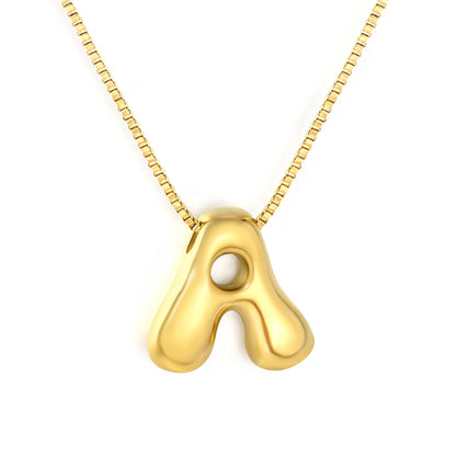 Wholesale Waterproof PVD 26 Initial Letter Necklace Series (Pearl/Solid)