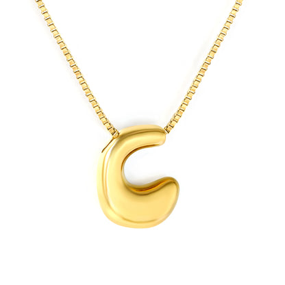 Wholesale Waterproof PVD 26 Initial Letter Necklace Series (Pearl/Solid)