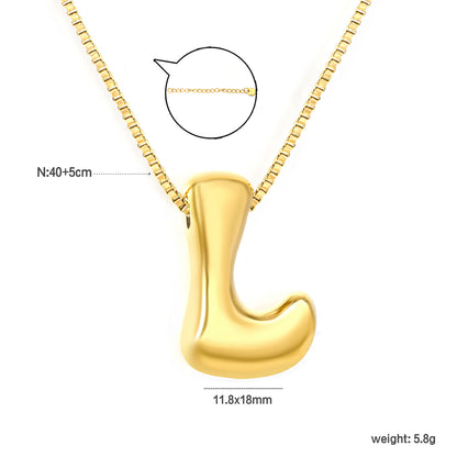 Wholesale Waterproof PVD 26 Initial Letter Necklace Series (Pearl/Solid)
