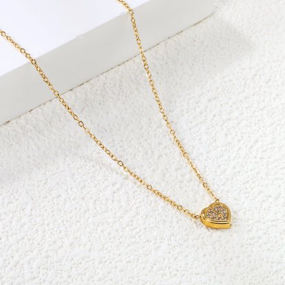 Wholesale 18K Gold Plated Heart Diamond Pendant Necklace Full Setting Festival Celebration