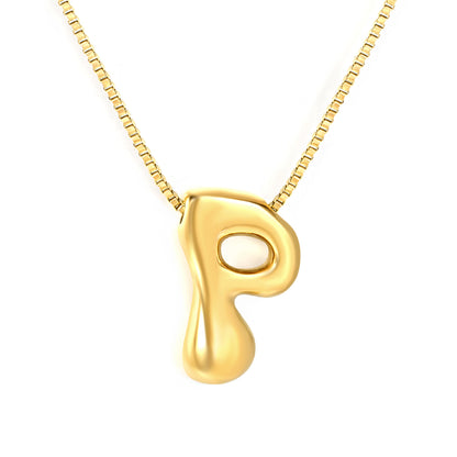 Wholesale Waterproof PVD 26 Initial Letter Necklace Series (Pearl/Solid)