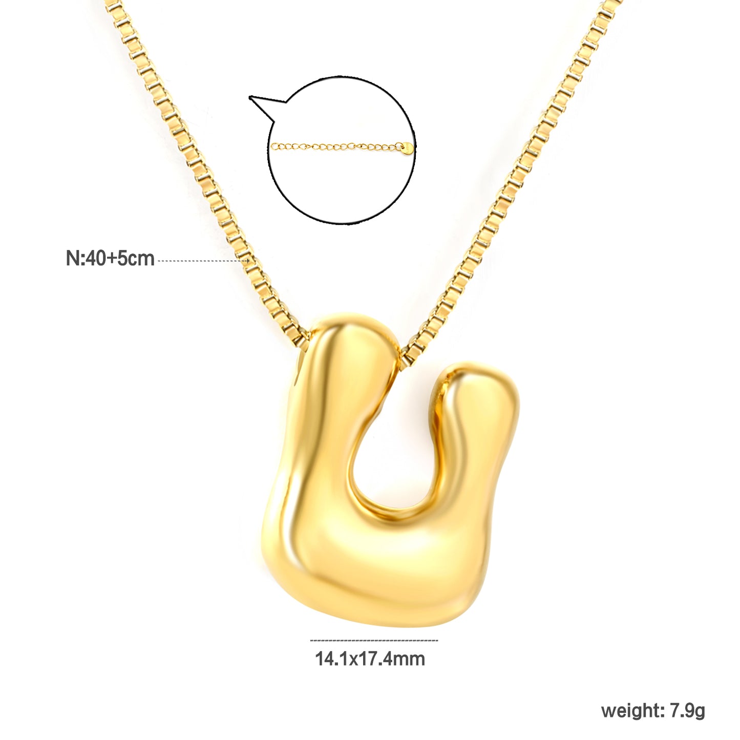 Wholesale Waterproof PVD 26 Initial Letter Necklace Series (Pearl/Solid)