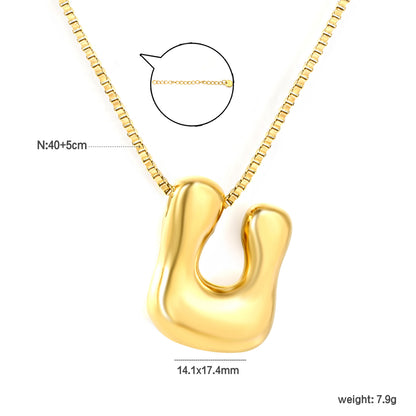 Wholesale Waterproof PVD 26 Initial Letter Necklace Series (Pearl/Solid)