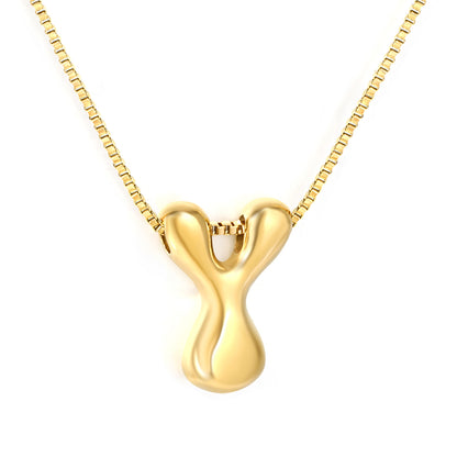 Wholesale Waterproof PVD 26 Initial Letter Necklace Series (Pearl/Solid)