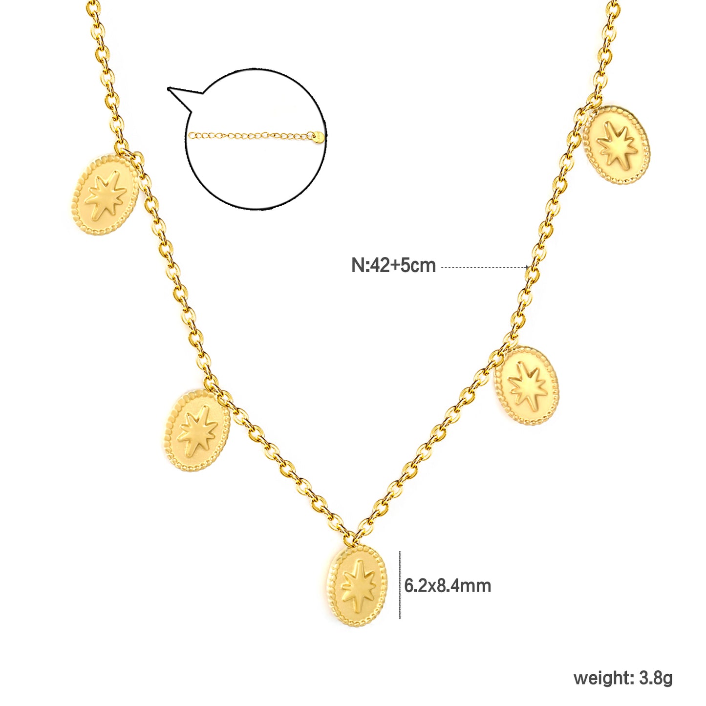 Bulk Waterproof PVD Multi-Medallion Textured Coin Necklace