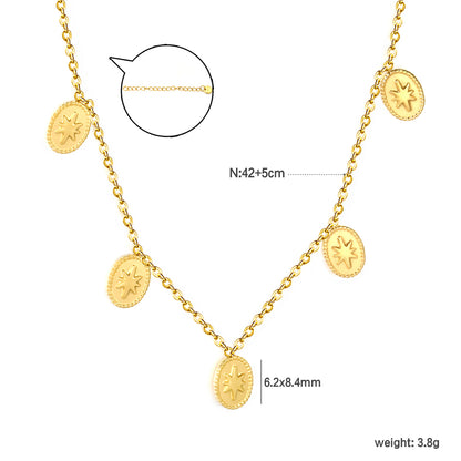 Bulk Waterproof PVD Multi-Medallion Textured Coin Necklace