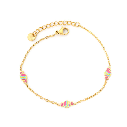 Wholesale Waterproof PVD Gold NK Chain Accent Cross Chain Bracelet