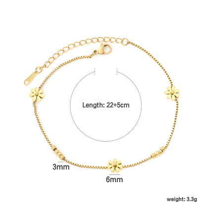 Delicate Floral Charm Anklet Stainless Steel Tarnish-Free
