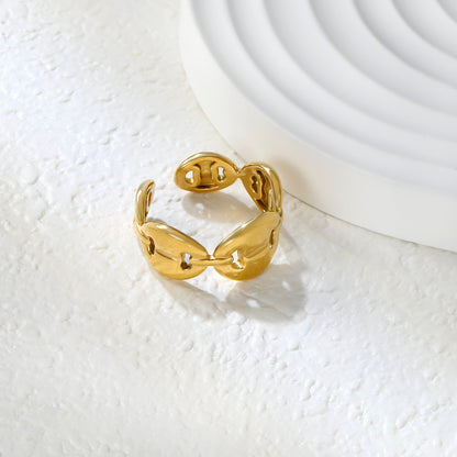 Wholesale Oval Chain Link Nesting 18K Gold Stainless Steel Ring