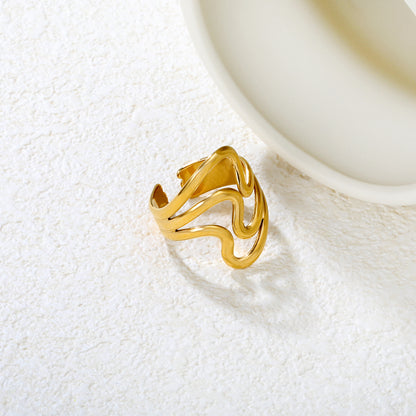 Minimalist Artistic Wave Ring Stainless Steel Non-Tarnish