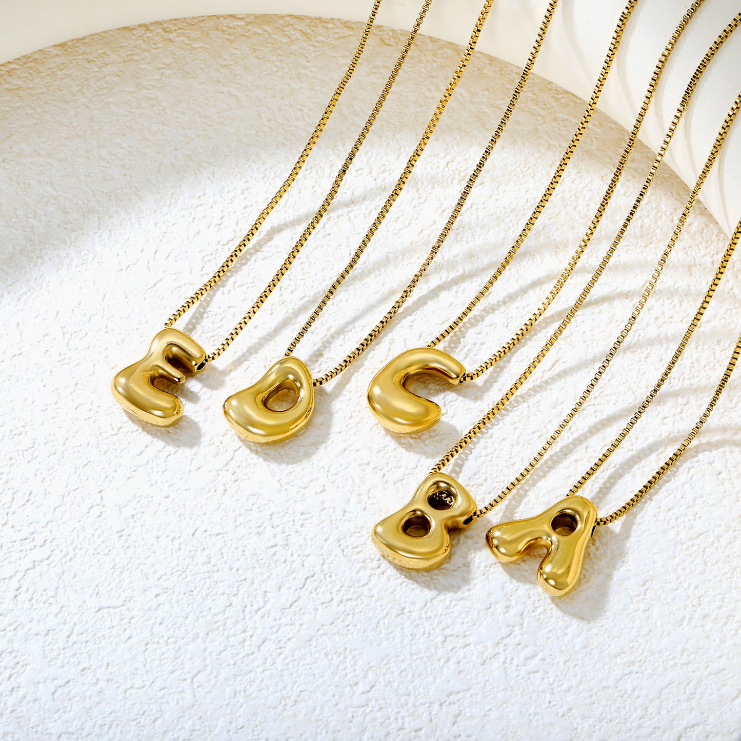 Wholesale Waterproof PVD 26 Initial Letter Necklace Series (Pearl/Solid)