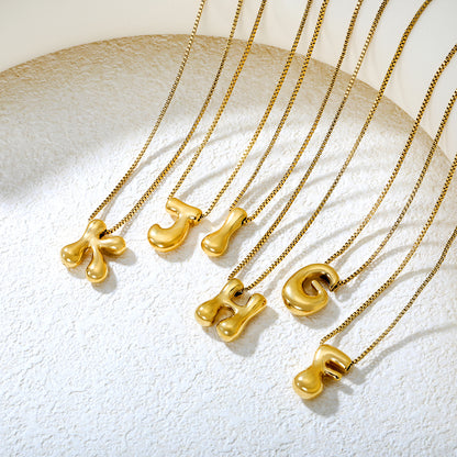 Wholesale Waterproof PVD 26 Initial Letter Necklace Series (Pearl/Solid)