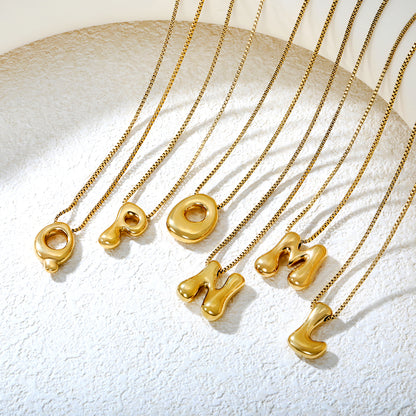 Wholesale Waterproof PVD 26 Initial Letter Necklace Series (Pearl/Solid)