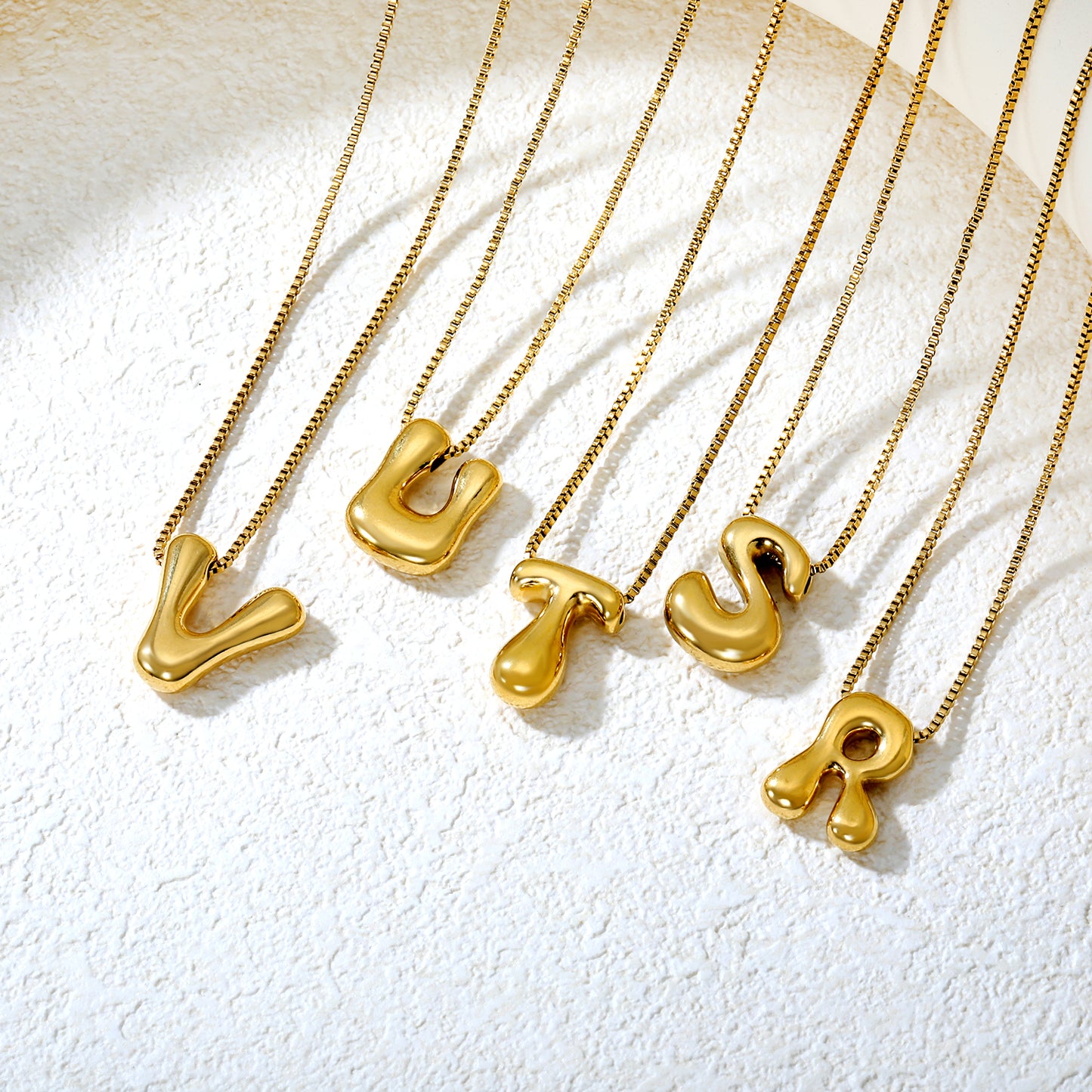 Wholesale Waterproof PVD 26 Initial Letter Necklace Series (Pearl/Solid)