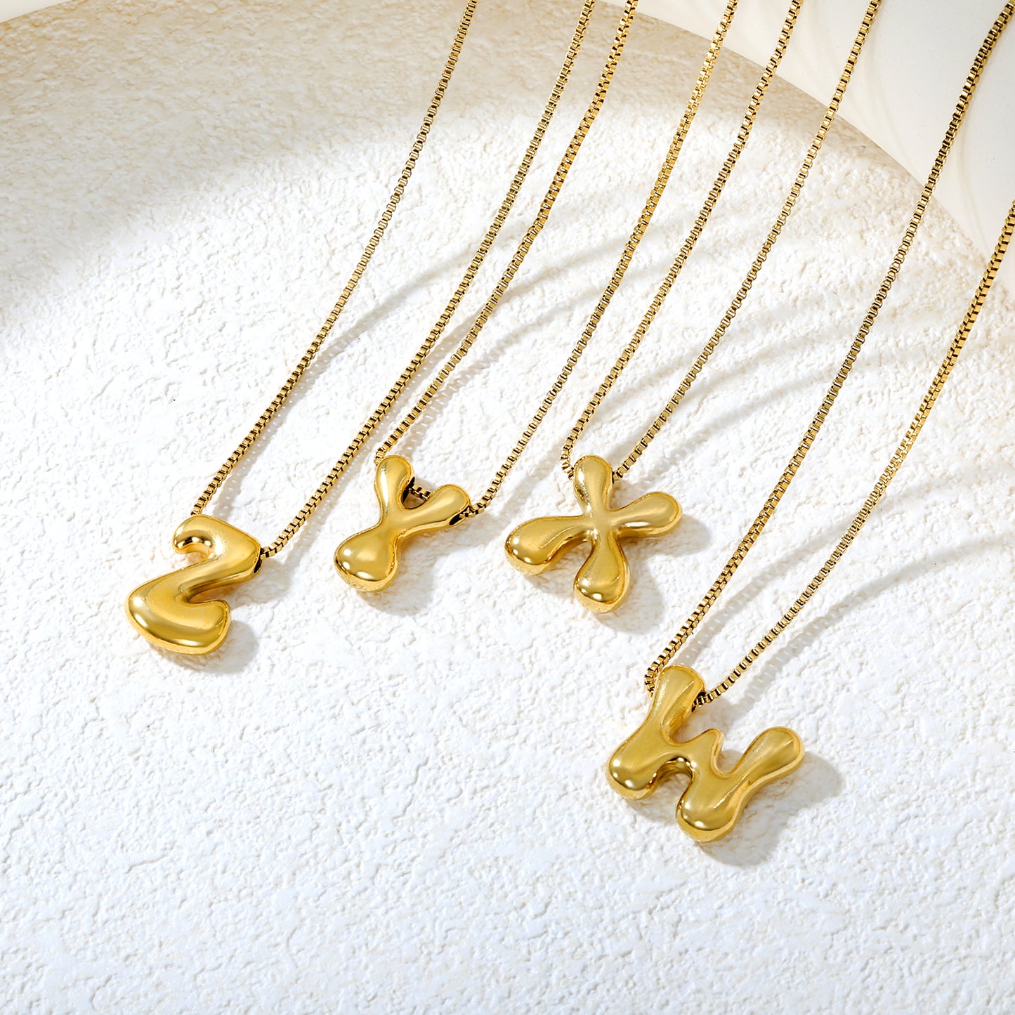 Wholesale Waterproof PVD 26 Initial Letter Necklace Series (Pearl/Solid)