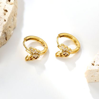 Bulk 18K Gold Plated Airy Hollow Butterfly Zircon Hoop Earrings