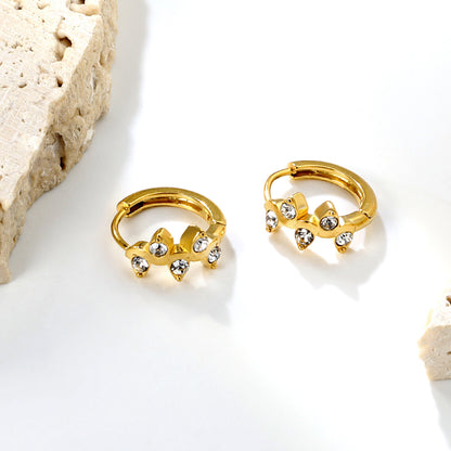 Wholesale Stainless Steel Botanical Vine Crystal Hoop Earrings